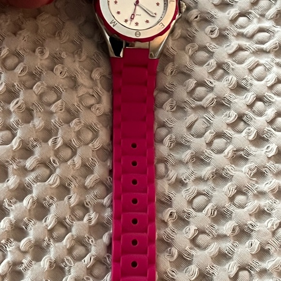 MICHELE Women Jelly Bean Stainless Steel Quartz Watch with Silicone Strap, Pink - Picture 10 of 10